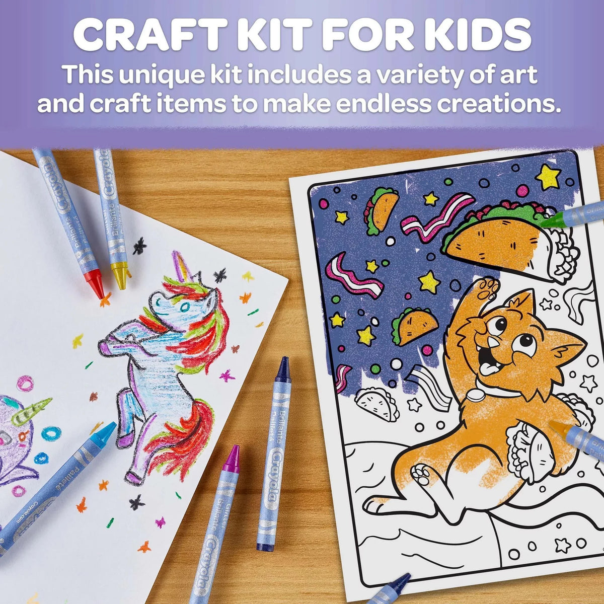 Crayola Glitter Arts and Crafts Kit; 80+ School Supplies; Glitter Toy; Creative Gift for Unisex Child