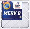 Filter King 16x25x0.5 Air Filter | 4-PACK | MERV 8 HVAC Pleated A/C Furnace Filters | MADE IN USA | Actual Size: 15.5 x 24.5 x 0.5"