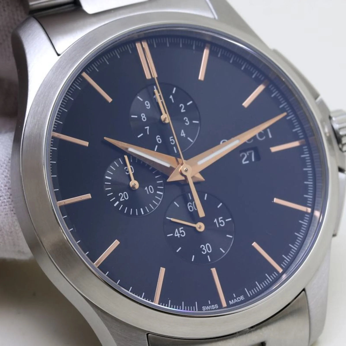 GUCCI G Timeless Chronograph YA126272 126.2 Stainless Steel Men's 39276 (Like New)