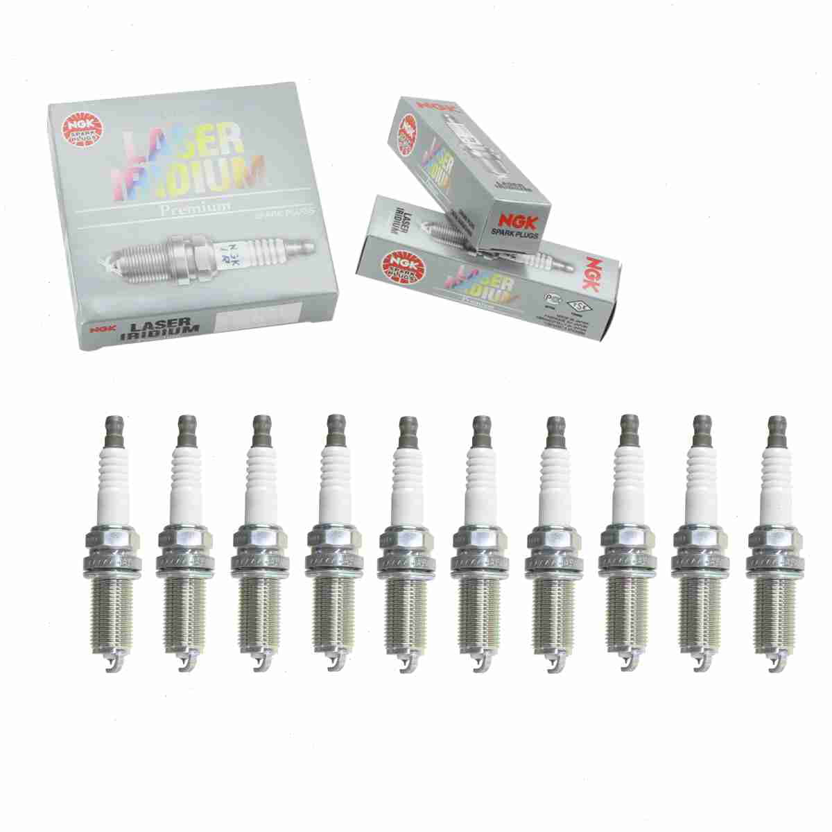 10 pc NGK 1637 Laser Iridium Spark Plugs for 22401-1A50A 4505 4703 9609 FR8MII33X IKH16TT PKH16TT Ignition Wire Secondary Fits select: 2007-2009 HYUNDAI SANTA FE; 2009 KIA BORREGO