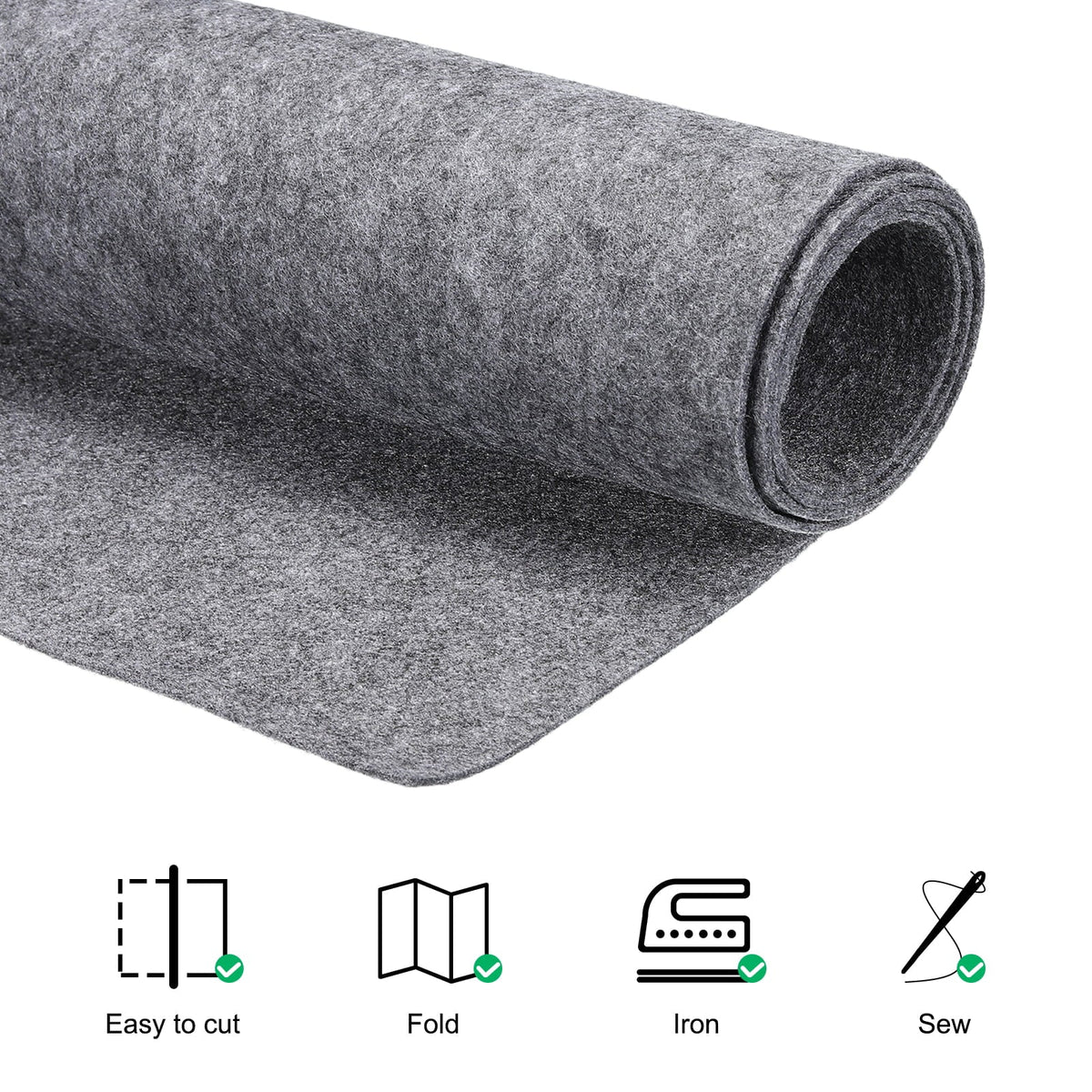 Acrylic Soft Felt Fabric Sheets Fiber Sheet Grey 70x39 foot 2mm Thick