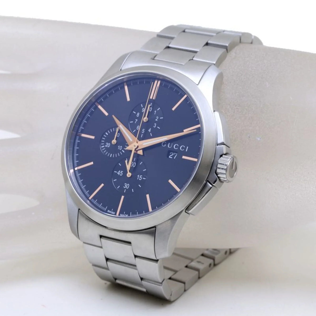GUCCI G Timeless Chronograph YA126272 126.2 Stainless Steel Men's 39276 (Like New)