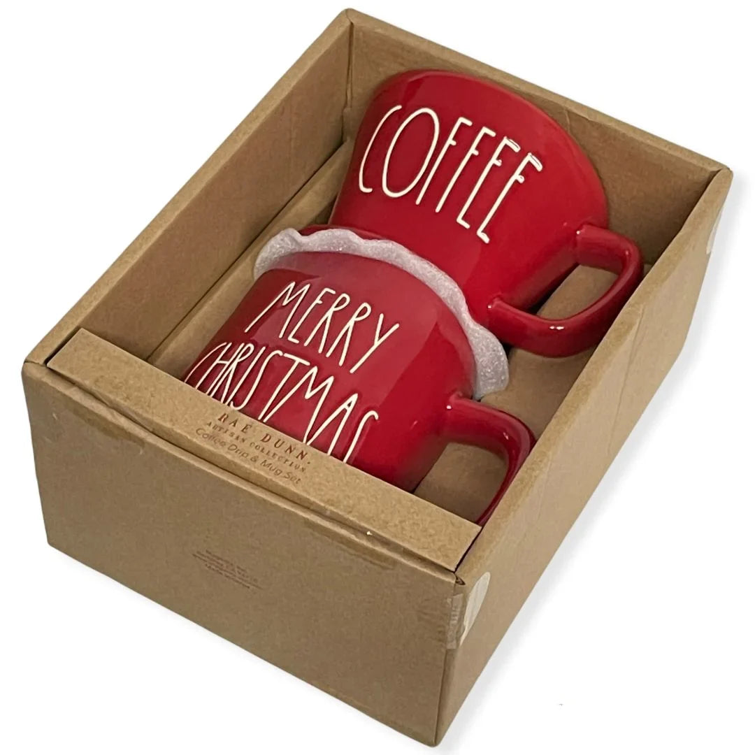 Rae Dunn Coffee Pour Over Drip MERRY CHRISTMAS Mug Gift Set