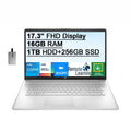 2021 HP 17.3" FHD IPS 250 Nits Device Computer; Core i5-1155G7 Processor; 16GB RAM; 1TB HDD+256GB Storage; Backlit Keyboard; Iris Xe Graphics; HD Webcam; HD Audio; Win11; Silver; 32GB USB Card