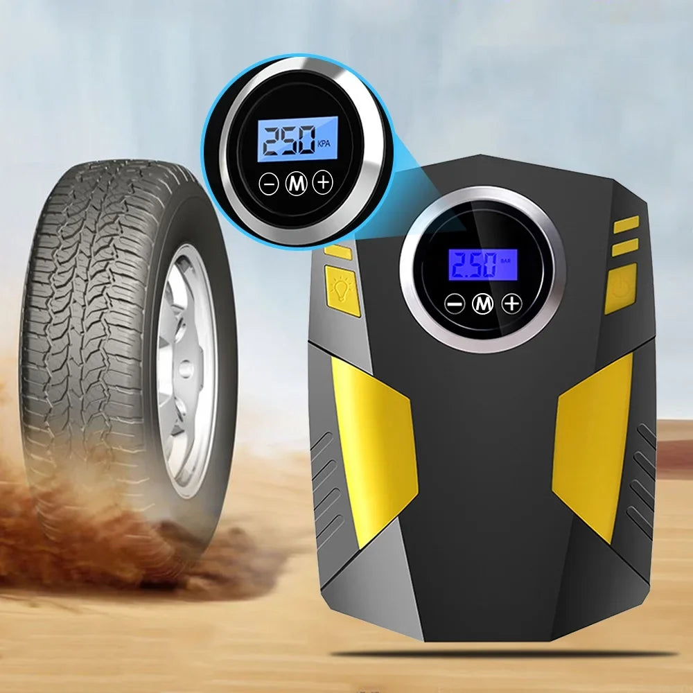 Geevorks Car Auto Pump; Portable Tire Inflator with LED Light; 12V Digital Air Compressor
