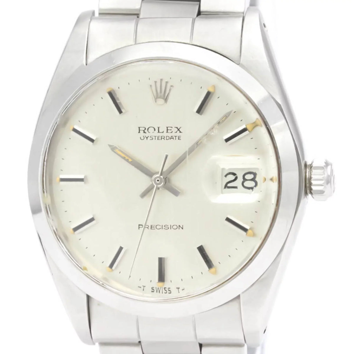Used Vintage ROLEX Oyster Date Precision 6694 Steel Hand Winding Mens Watch BF553014