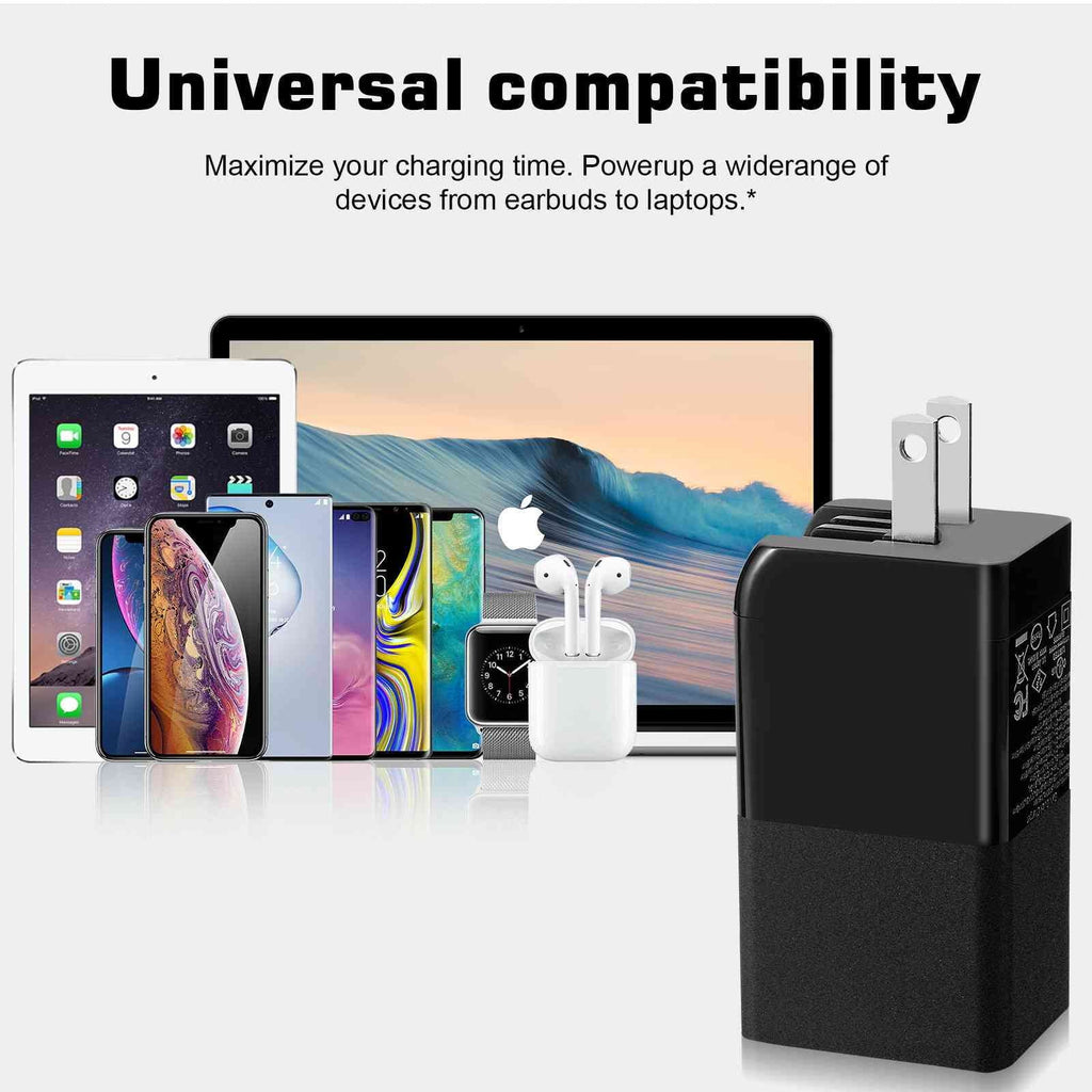 UrbanX 65W Fast Travel Charger with 3 Ports - USB & Dual USB-C - High-Speed Charging Compatible with Coolpad Cool S1; iPhone; Samsung Galaxy; Google Pixel; MacBook; Steam Deck; Devices & Phones
