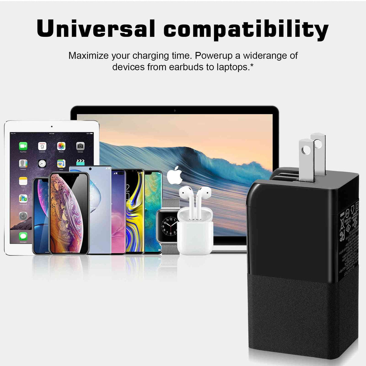 UrbanX 65W Fast Travel Charger with 3 Ports - USB & Dual USB-C - High-Speed Charging Compatible with Coolpad Cool S1; iPhone; Samsung Galaxy; Google Pixel; MacBook; Steam Deck; Devices & Phones
