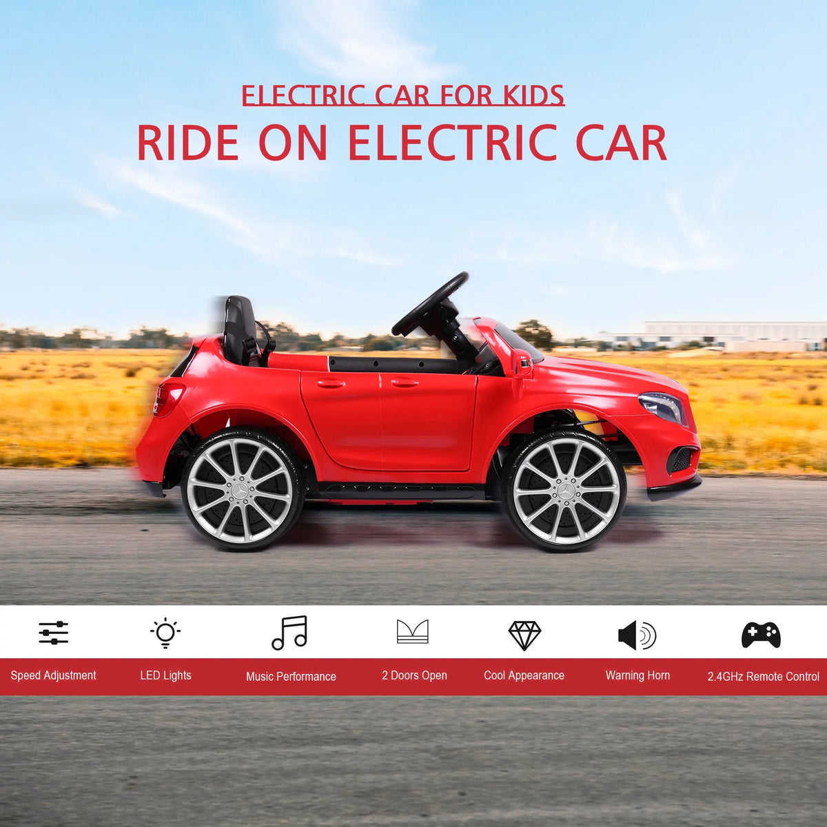 TOBBI 6V Licensed Mercedes Benz Kids Ride on Car W/ Remote Control Lights Music Age 3-6 Child; Red