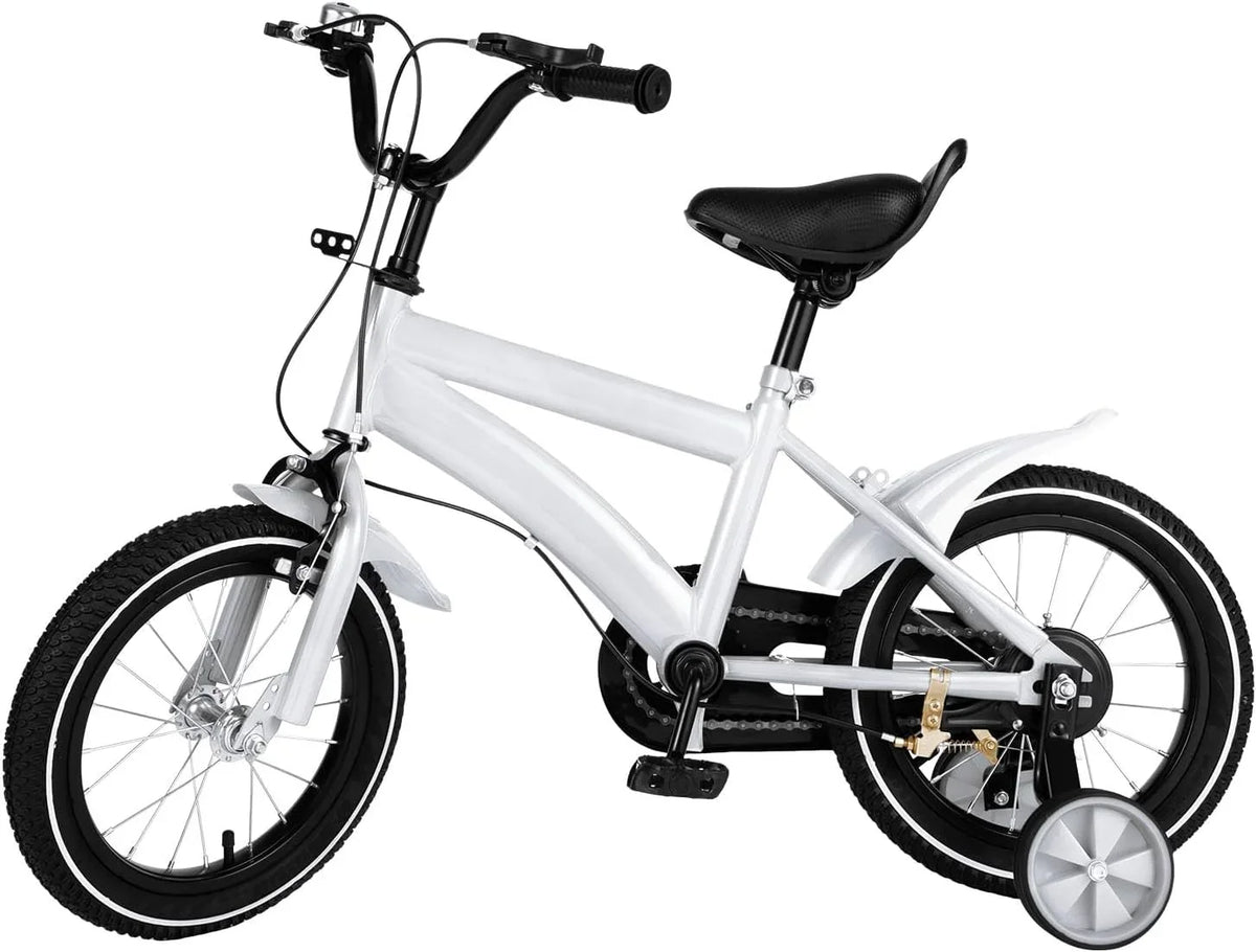 14 foot White Kids Bike Kids Mountain Bike; Bicycle for Kids 2-4; Bicycle with Training Wheels; Adjustable Height Kids Bike for Boys/Girls; Multiple Colors