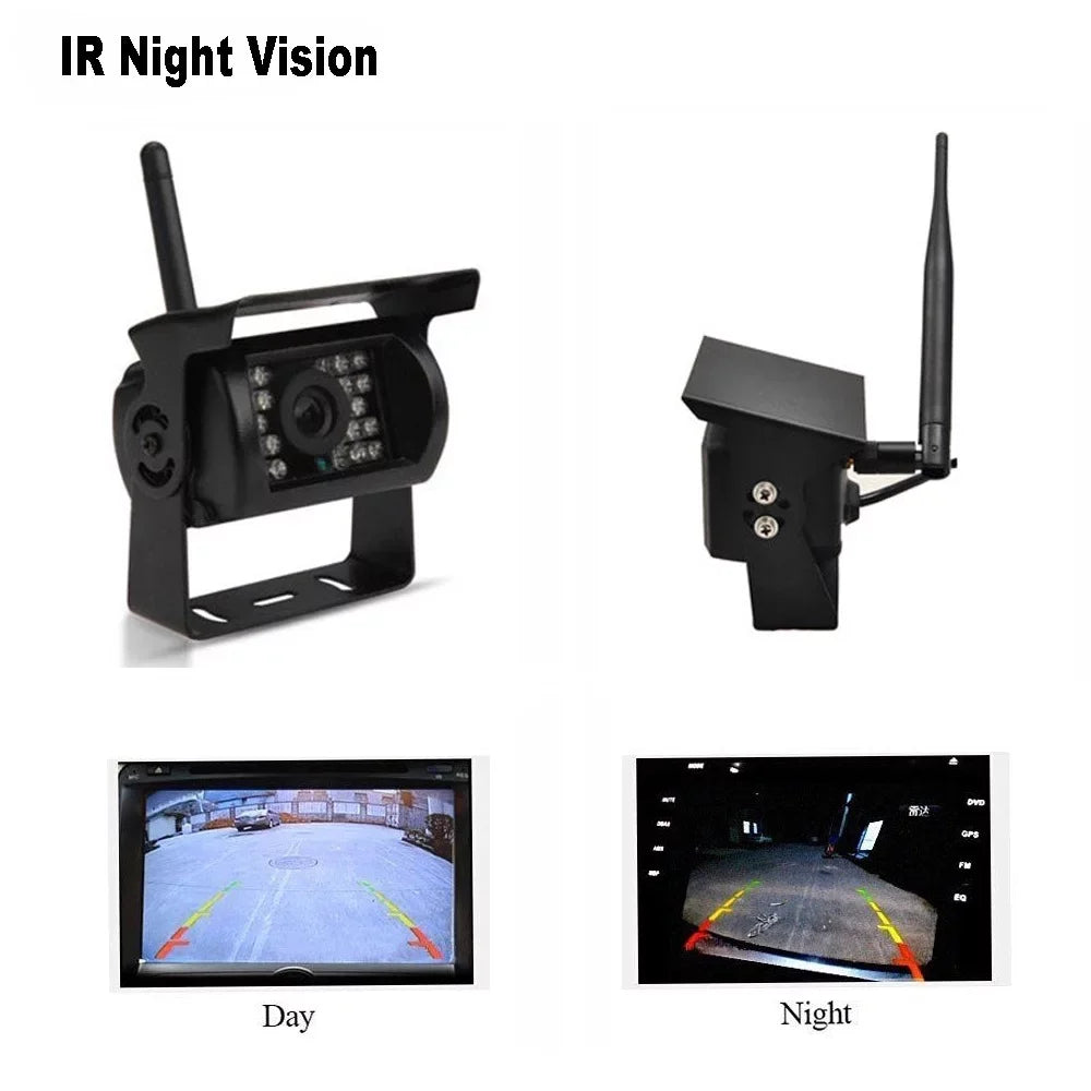 9V - 35V Car Vehicle Rear View Wireless IR Night Vision Backup Camera Liquidproof Kit + 7" LCD Monitor Parking Assistance System For Truck / Van / Caravan / Trailers / Camper