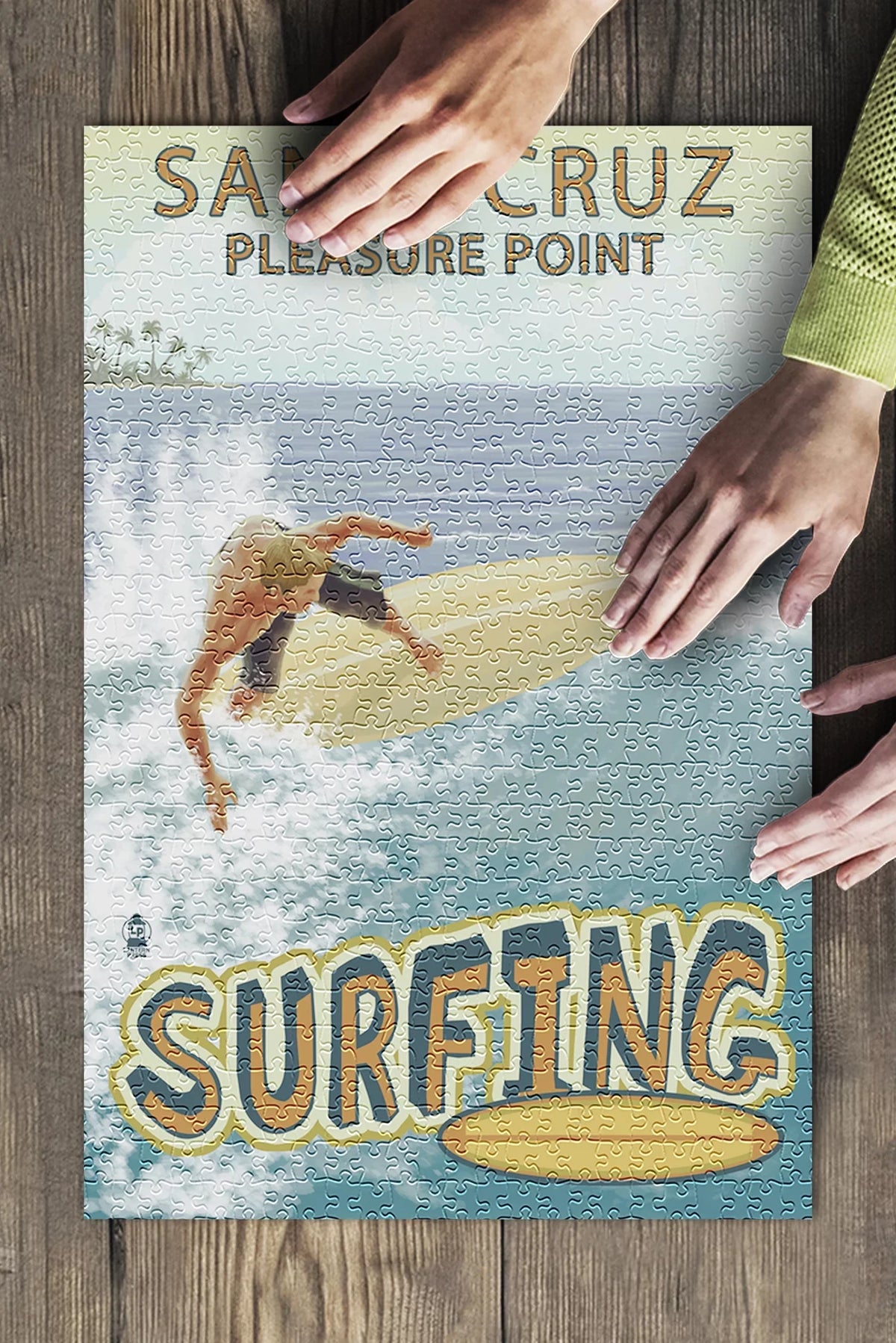 Santa Cruz; California; Pleasure Point Surfer Scene (19x27 inches; Premium 500 Piece Jigsaw Puzzle for Adults and Family; Made in USA)