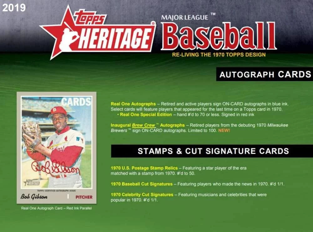 2019 Topps Heritage Retail Box Sealed (24 packs; 9 cards per pack)