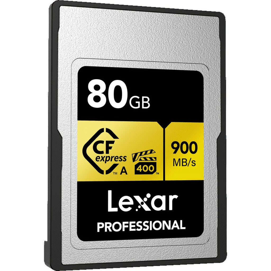 Lexar CFexpress Type A Pro Gold R900/W800 Memory Card; 80GB Bundle with Card Reader