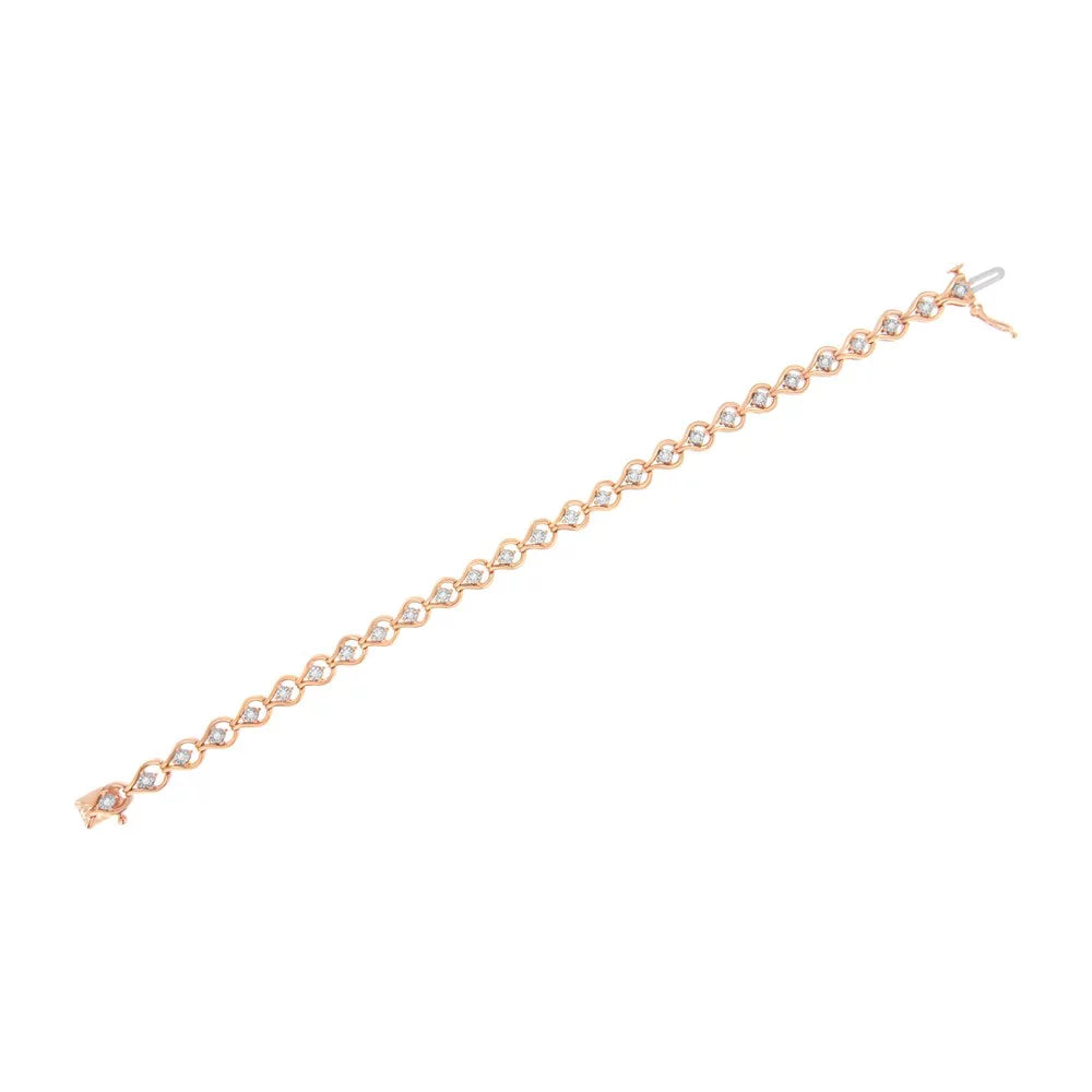 Rose Gold Plated .925 Sterling Silver 1/3 Carat TDW Miracle-Set Diamond Link Bracelet (I-J; I3-Promo)