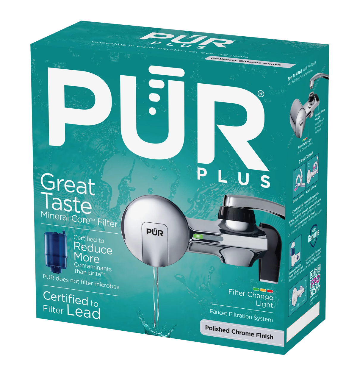 PUR PLUS Faucet Mount Filtration System; Horizontal; Chrome; PFM400H