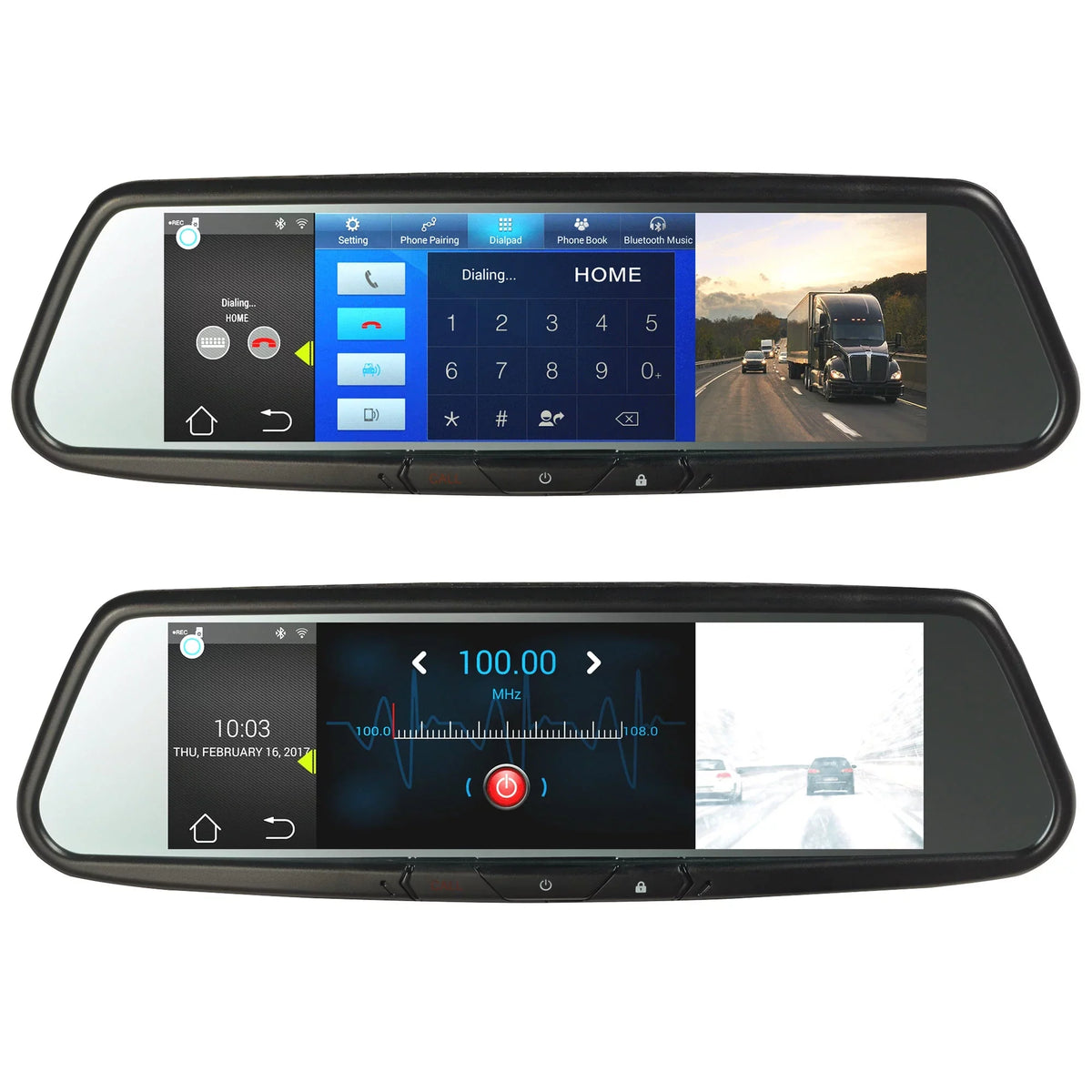 Audiovox RVM740SM 7.8 mm Smart Mirror with Built In Bluetooth and Dash Cam DVR