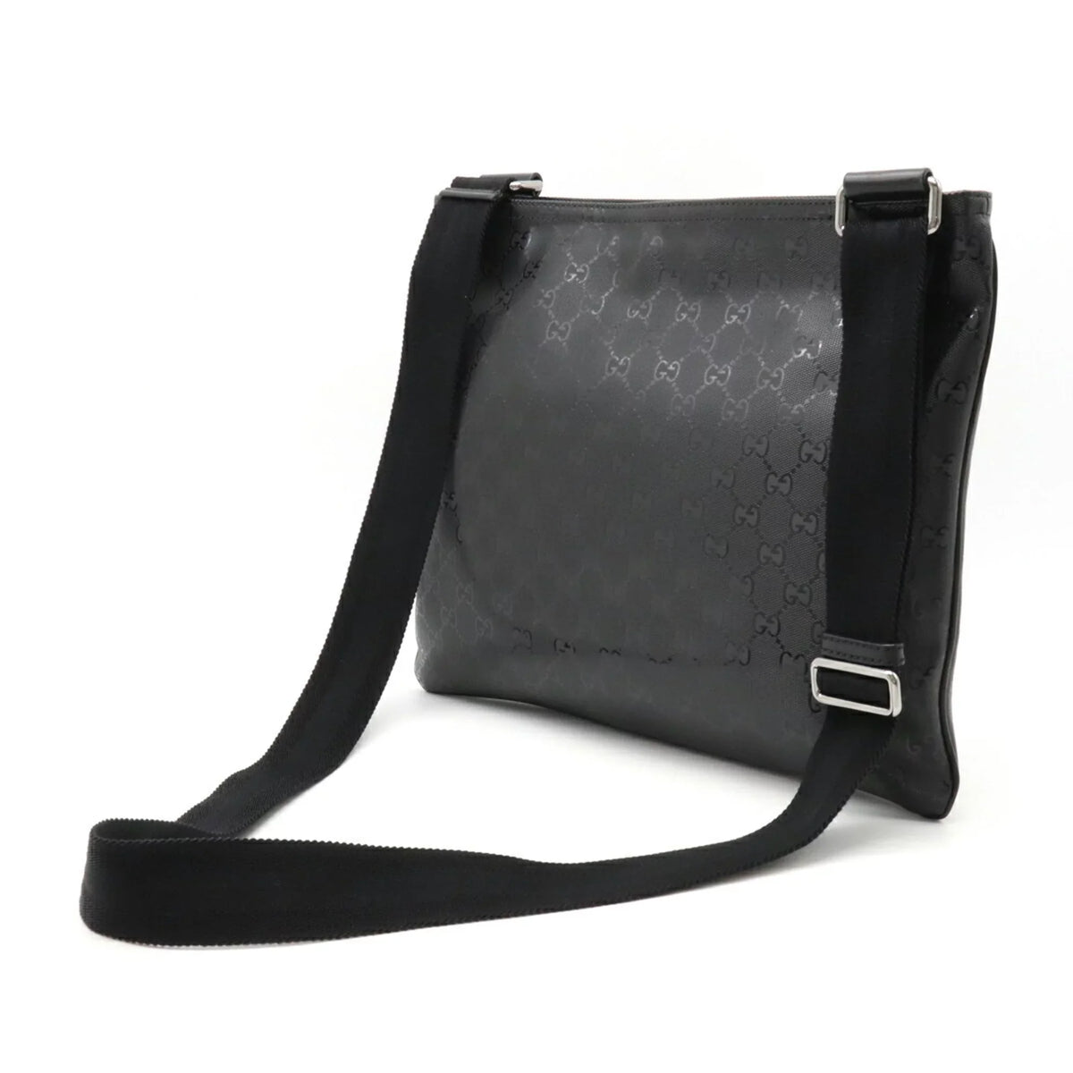GUCCI Gucci GG Imprime Crossbody Shoulder Bag PVC Leather Black 201446 (Good)