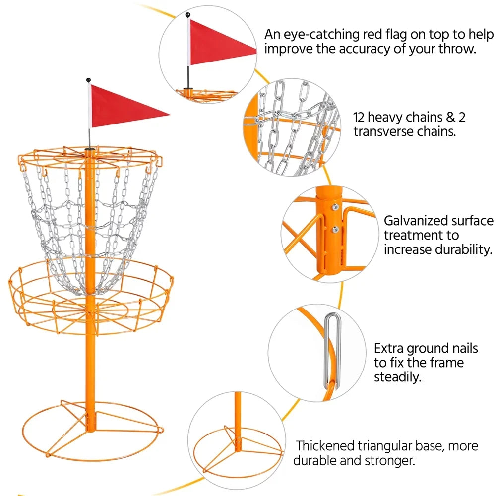 SmileMart 12-Chain Disc Golf Goal Target Practice; Orange