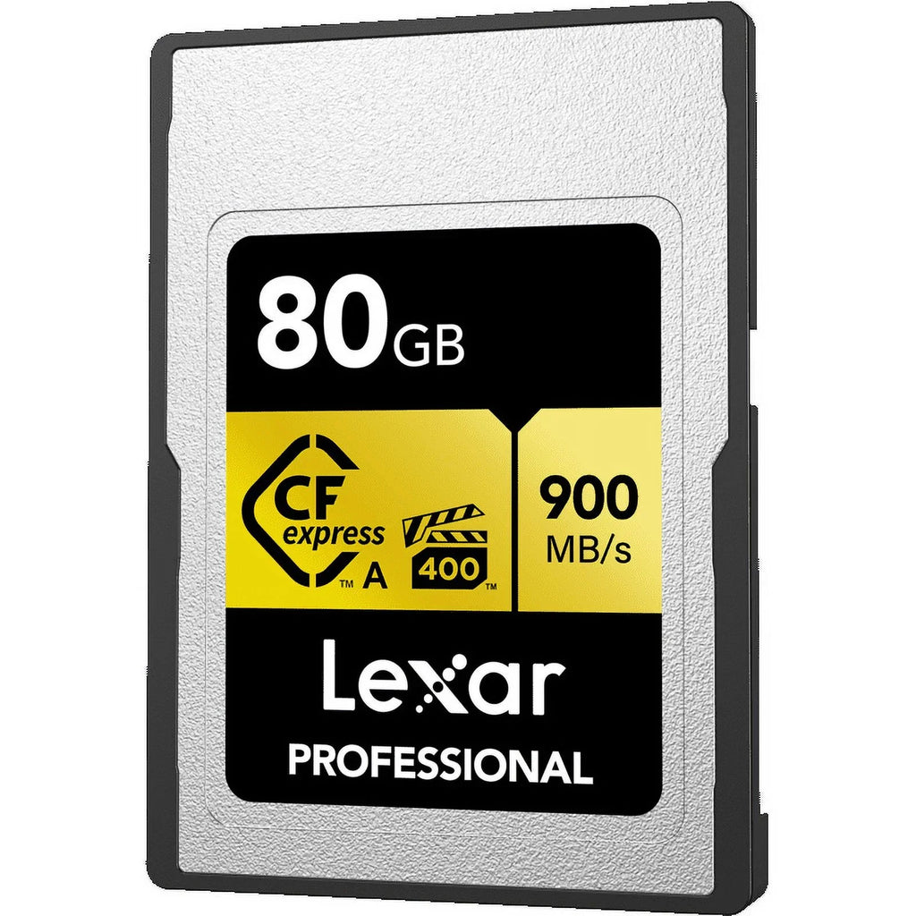 Lexar CFexpress Type A Pro Gold R900/W800 Memory Card; 80GB Bundle with Card Reader