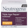 2 Pack Neutrogena Triple Age Repair Anti-Wrinkle Daily Facial Moisturizer with Vitamin C and SPF 25 Sunscreen; help Smooth look of Wrinkles; Evens Skin Tone; Firms Skin; 1.7 oz