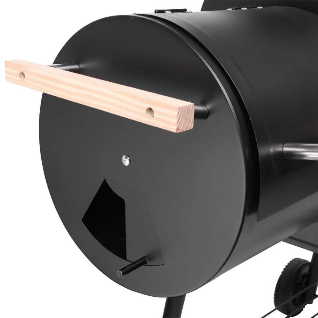 Grill; DFITO Charcoal BBQ Grill Outdoor Charcoal Grill with Smoker; 24.4" L x 29.6" H BBQ Grill with Side Burner/Thermometer; Small Grills Outdoor Cooking for Camp Backyard; Black