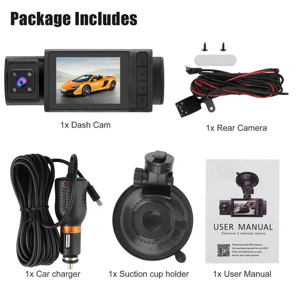Andoer Dash Camera;Mirror Car Video 3 Cameras Car Rearview Mirror Car Camera Auto Rearview Mirror Car Safety 2in Clear Car Clear Car Rearview Dash Cam Camera Cars Car Qisuo VideoDash Wenzi Buzhi