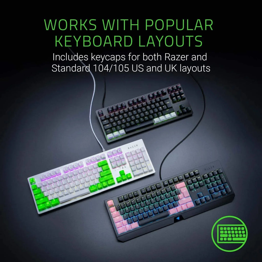 Razer Doubleshot PBT Keycap Upgrade Set for Mechanical & Optical Keyboards: Compatible with Standard 104/105 US and UK layouts - Classic Black