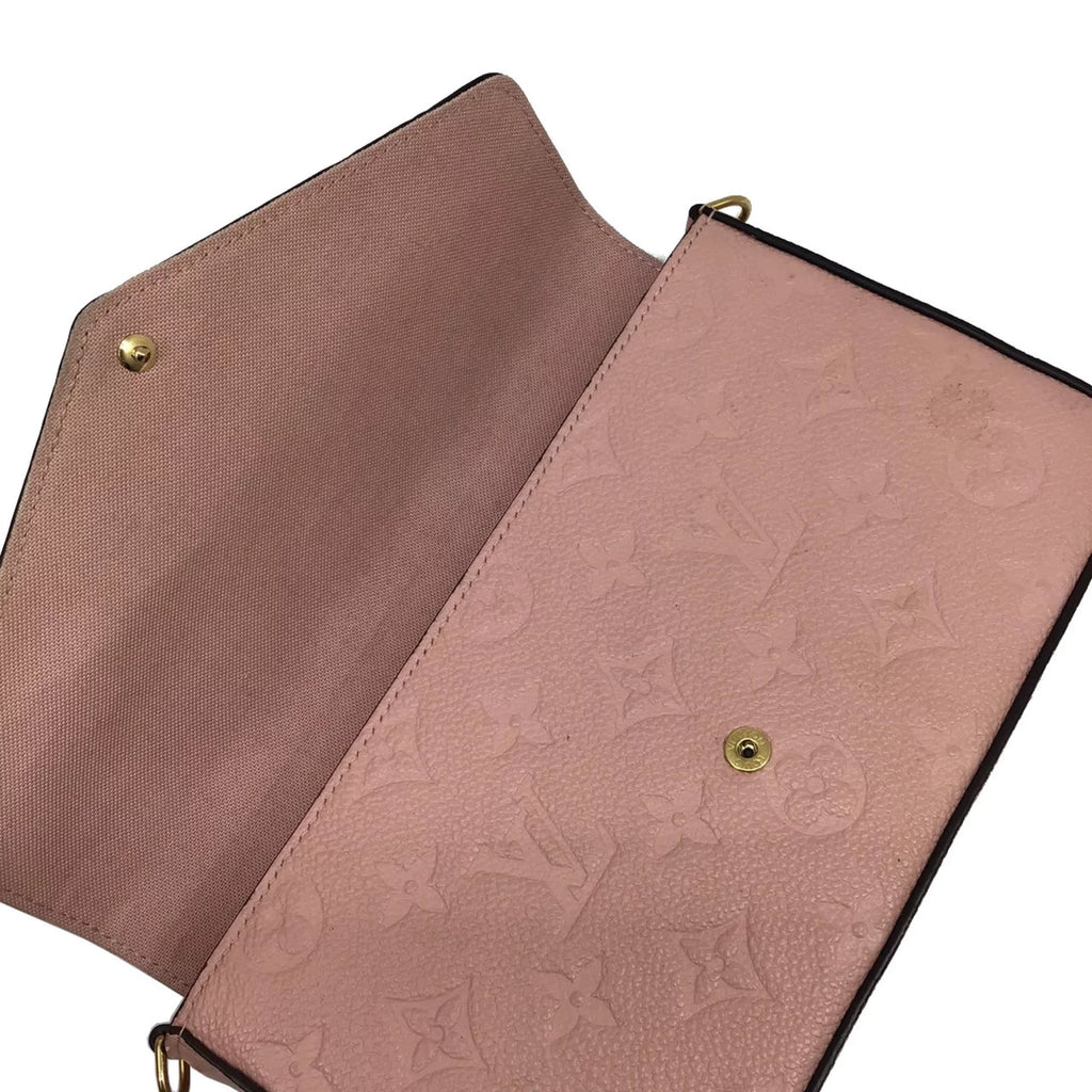 LOUIS VUITTON Louis Vuitton Monogram Implant Pochette Felicie M67856 Chain Wallet Bag Pink G Hardware Gold Rose Ballerine Women's (Fair)