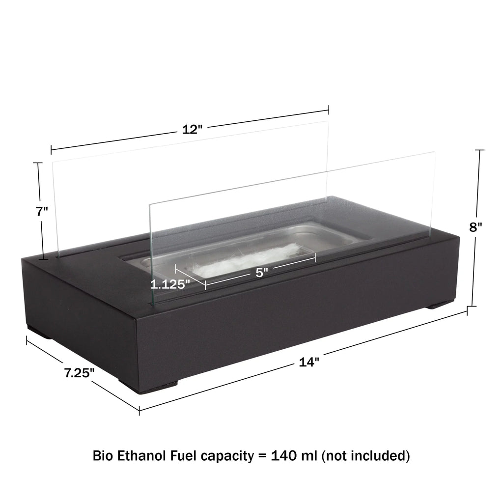 Northwest 2-Pack Rectangular Indoor or Outdoor Ventless Bio Ethanol Tabletop Fireplace; Black