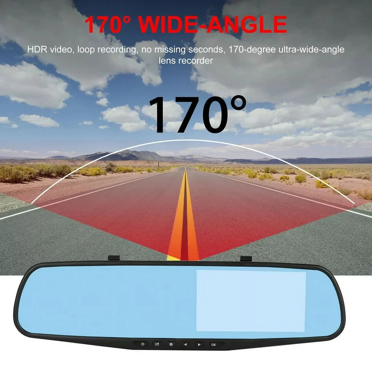 1 Pack 1080P Rearview Mirror Car Camera 4.3" Dash Cam for Cars Trucks;170°Wide Angle Dual Lens Car Cam Front Rear DVR Monitor; Night Vision;Parking Monitor;Motion Detection;G-sensor