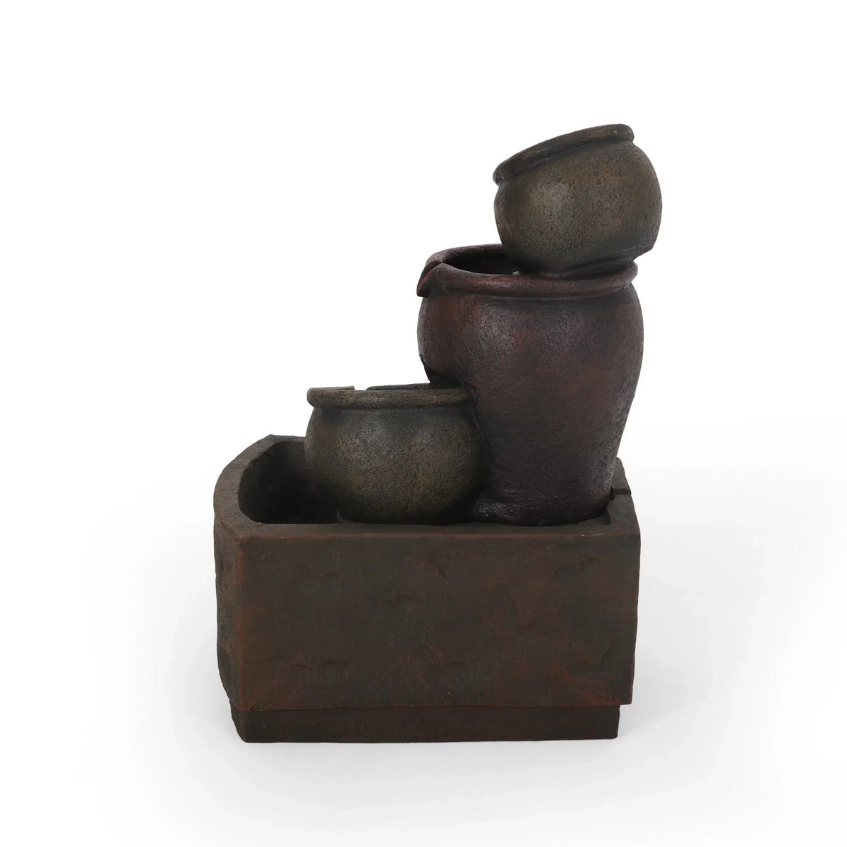 GDF Studio Morrigan Outdoor 3 Tier Jar Fountain; Rustic Multibrown