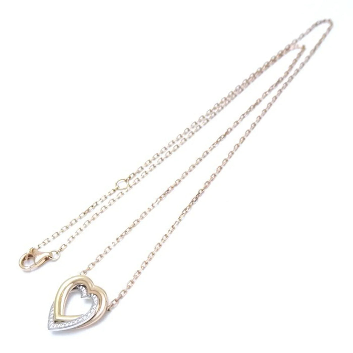 CARTIER Trinity Heart Necklace Diamond B7061200 K18 Three-Color Gold 291637 (Like New)
