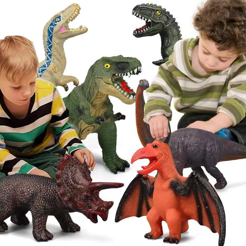 6 Piece Jumbo Dinosaur Toys for Kids and Toddlers; 13-17 footes Blue Velociraptor T-Rex; Large Soft Dinosaur Toys Set for Dinosaur Lovers - Perfect Dinosaur Party Favors; Birthday Gifts