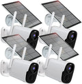 Rraycom Solar Camera Security Outdoor; Solar Powered WiFi System Surveillance Camera with 2K Color Night Vision; 2 Way Talk; Spotlight & Siren; Compatible with Alexa; BW4PLUS-SP; BW4P-SP-W-4PC