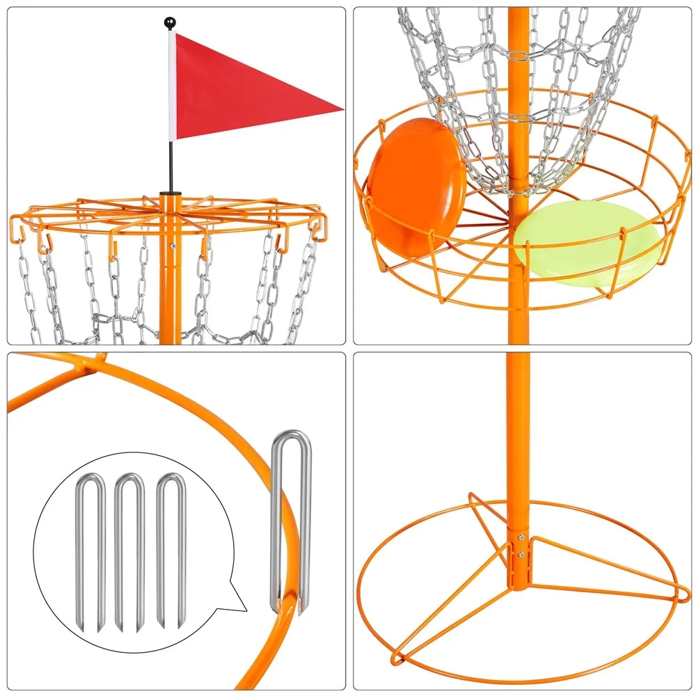 SmileMart 12-Chain Disc Golf Goal Target Practice; Orange