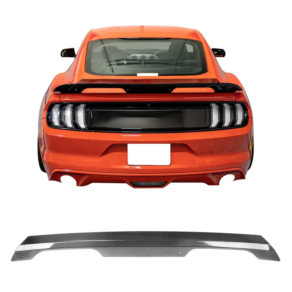 Ikon Motorsports Gurney Flap Compatible With 2015-2023 Ford Mustang Coupe & Convertible GT500 Style PC Smoke Rear Trunk Spoiler Gurney Flap Wicker Bill With Hardware Kit