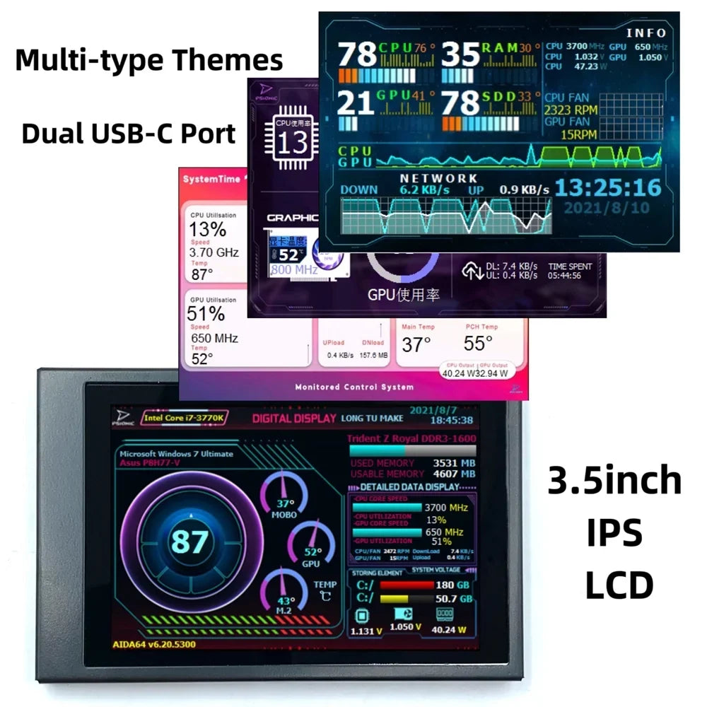 Andoer ;Ips Display 3.5 mm Ips Raspberry Pi Computers ScreenDual Usb Raspberry Itx Pc Chassis Dual Type-c RaspberryScreen Computers And Itx Rotation Addition To Yabuy