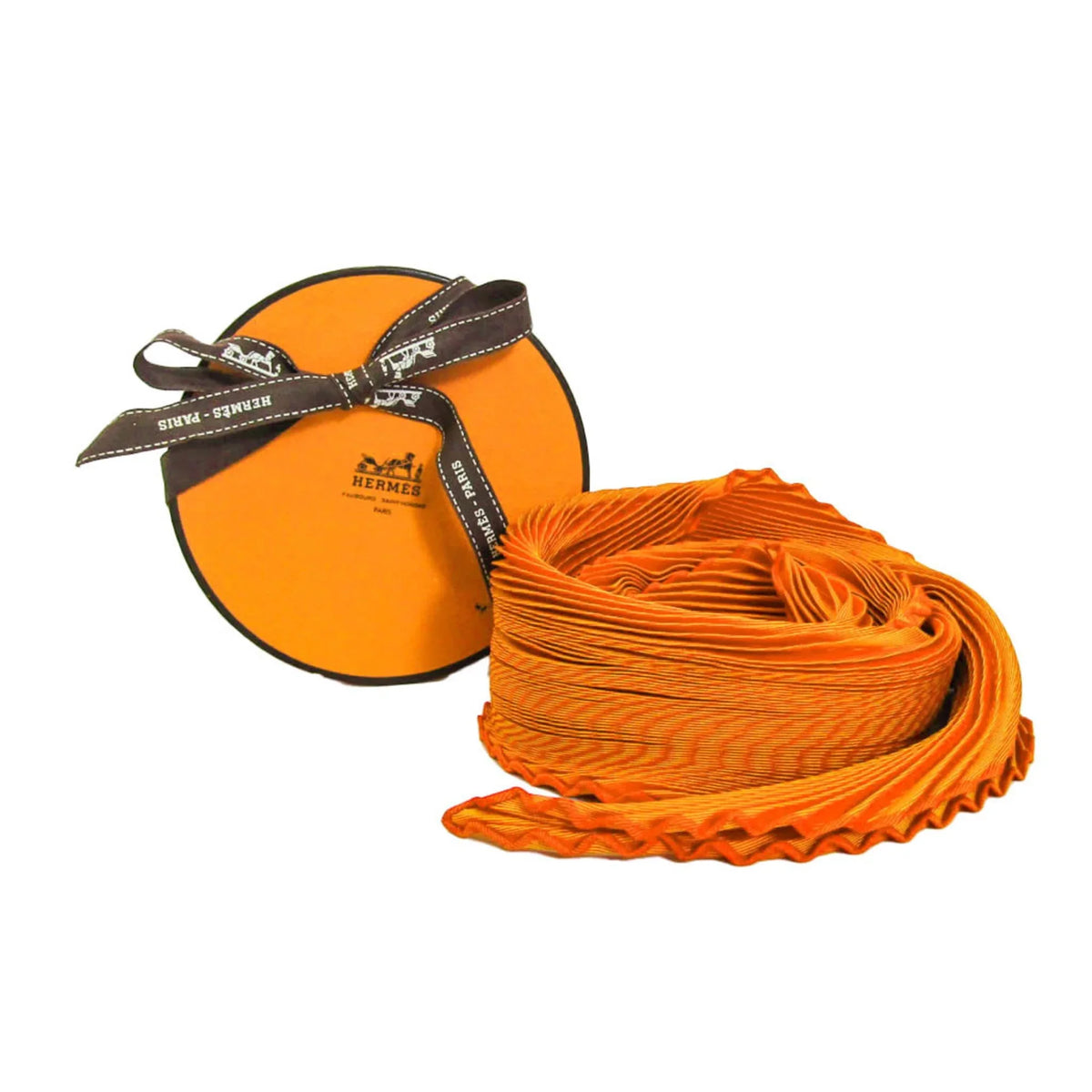 Hermes Pleats Women's Silk Scarf Orange (Good)