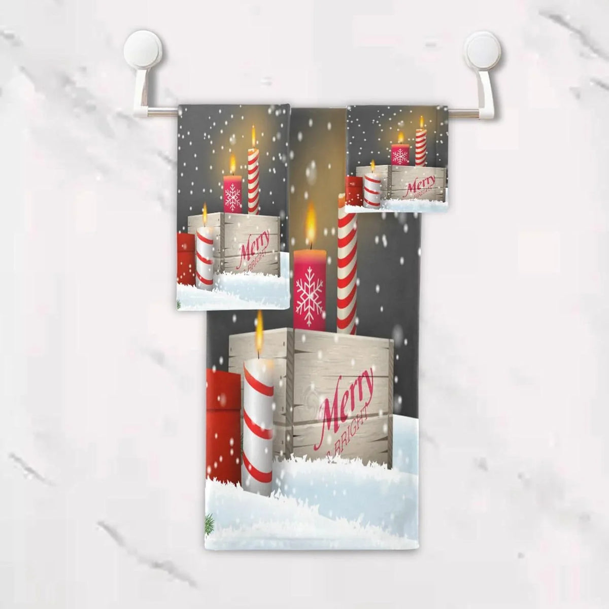 Wellsay Christmas Gnome Towel Set of 3; Highly Absorbent Soft Towels with Bath Towel; Hand Towel and Washcloth for Bathroom Hotel Gym Spa
