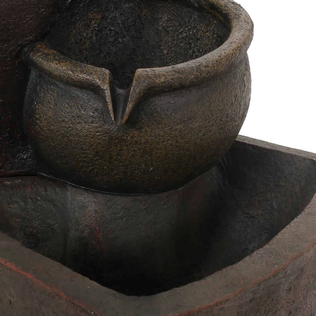 GDF Studio Morrigan Outdoor 3 Tier Jar Fountain; Rustic Multibrown