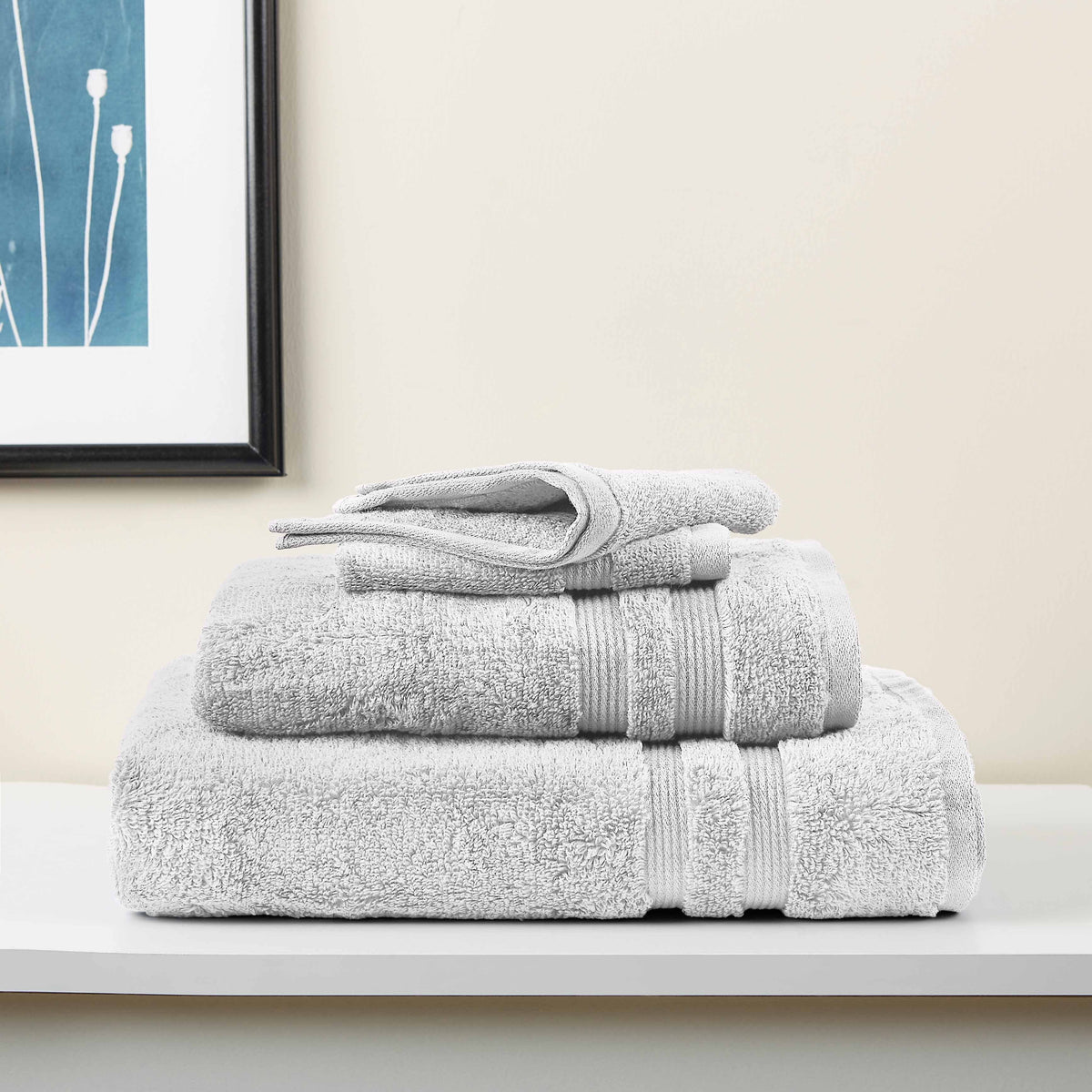 Mainstays Performance Solid 6 Piece Towel Set; Silver