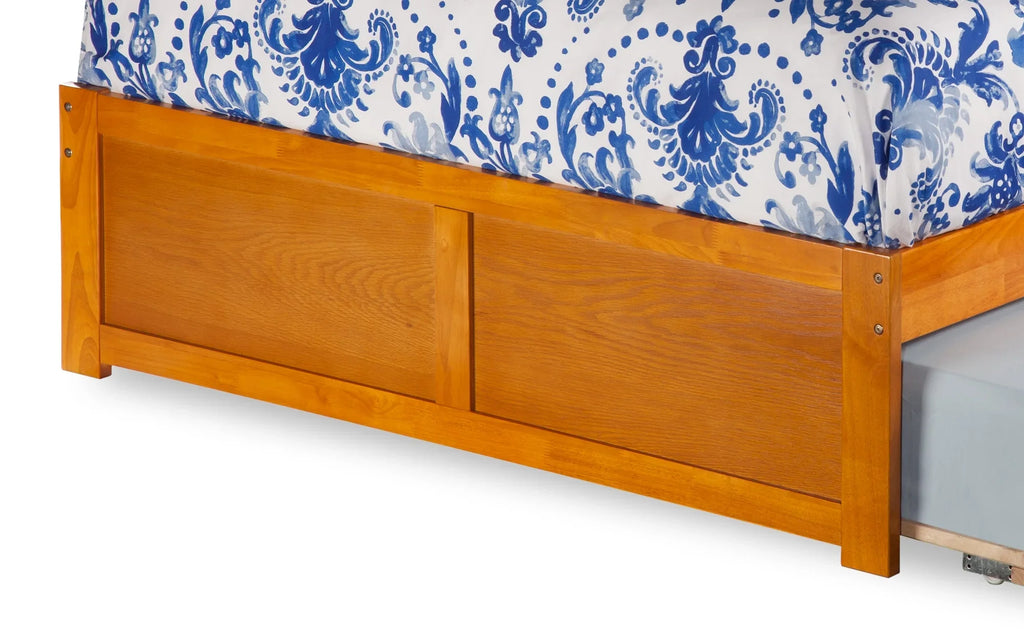 AFI Nantucket Full Size Platform Bed with Panel Footboard and Full Size Trundle in Caramel Latte