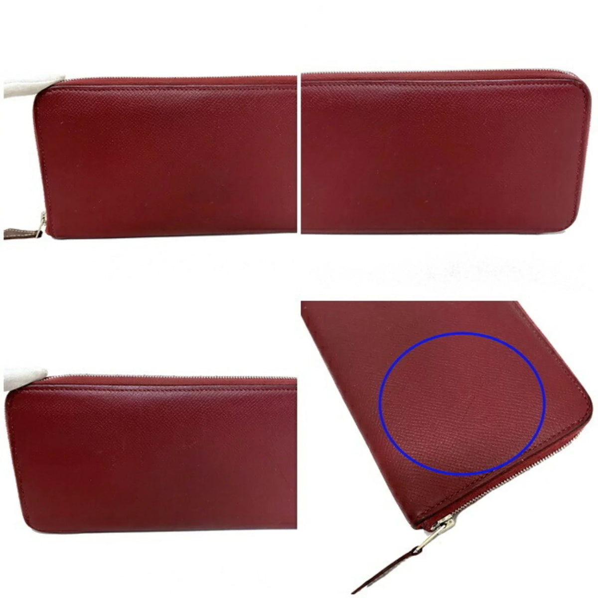 Hermes Long Wallet Azap Bordeaux Rouge Glenat Silk In Leather Epson HERMES Round Ladies (Good)