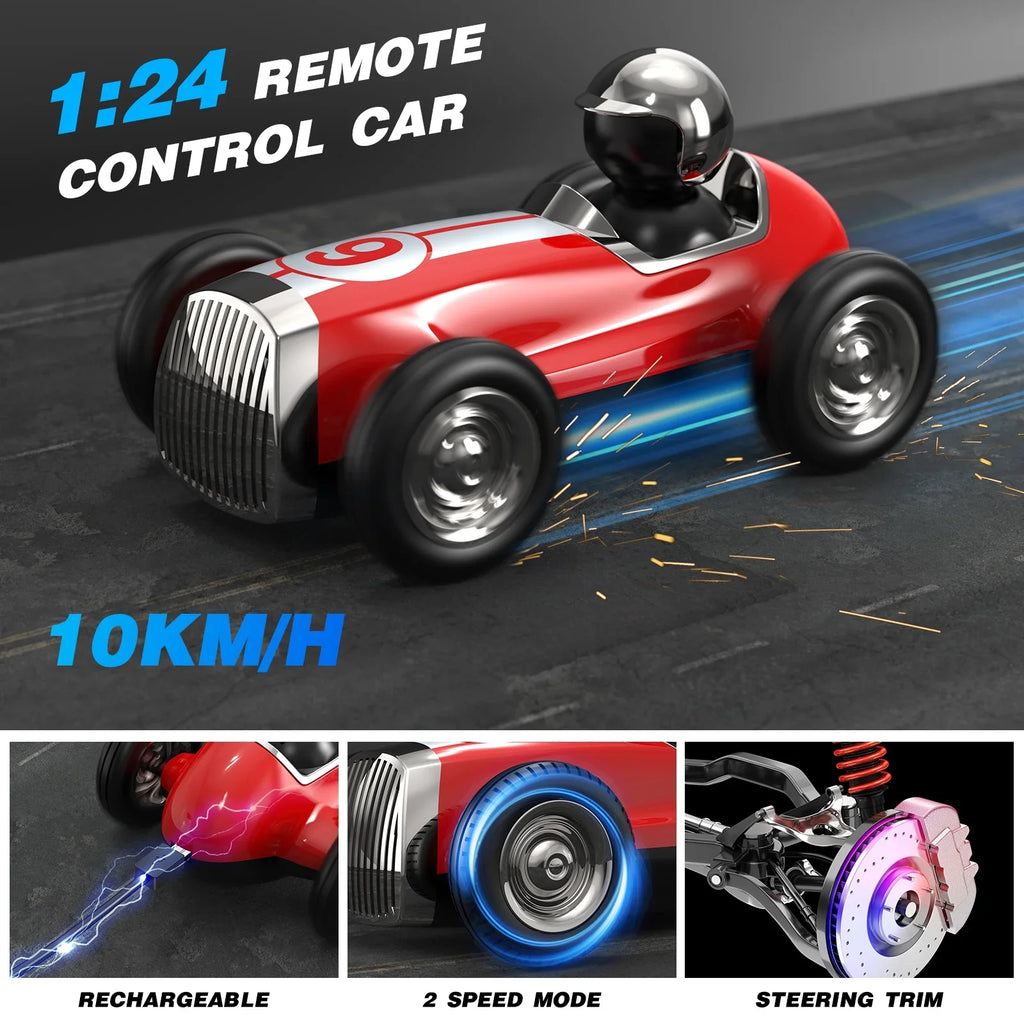 AUOSHI Remote Control Car with 2.4MHz Wireless Bluetooth Speaker 2 Speed Mode Fast RC Car for Kids RC Trucks Music RC Stunt Car Toys for Boys Girls Gifts; Red