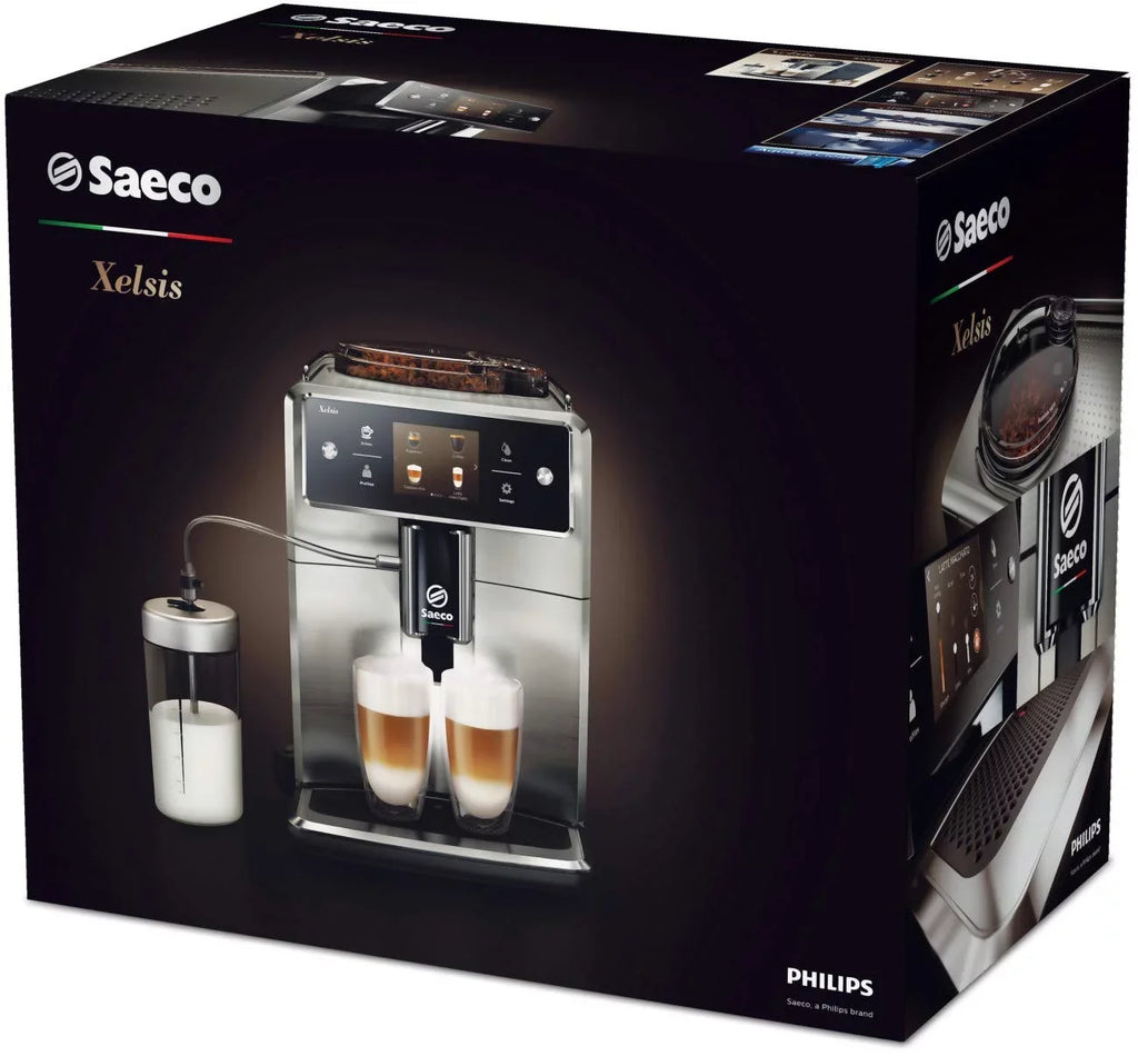Saeco Xelsis SM7684/04 Super Automatic Espresso Machine; Titanium Metal Front