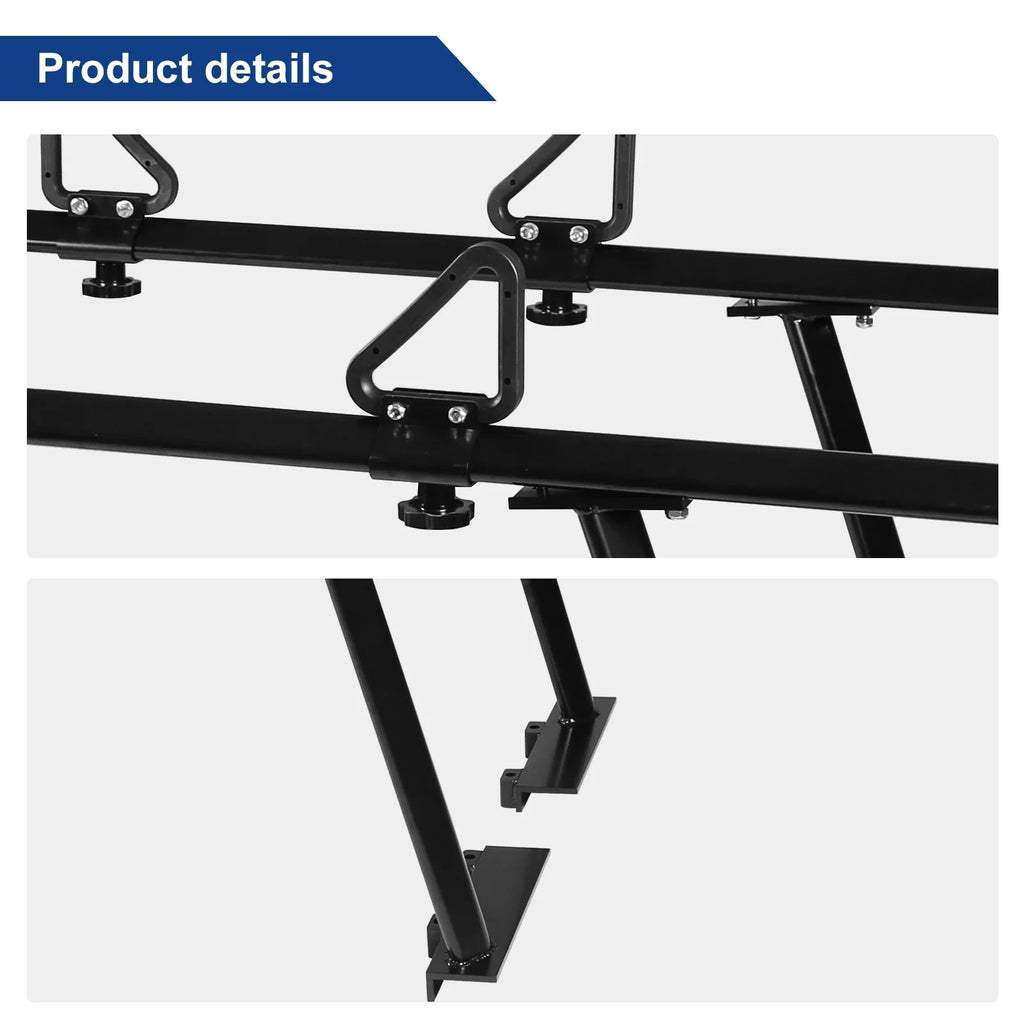 BoardRoad Pickup Truck Ladder Racks; Black Universal Truck Bed Cargo Racks (No-Drilling Required) 1;000lbs Capacity for Kayak Surfboard Lumber Ladder Aluminum