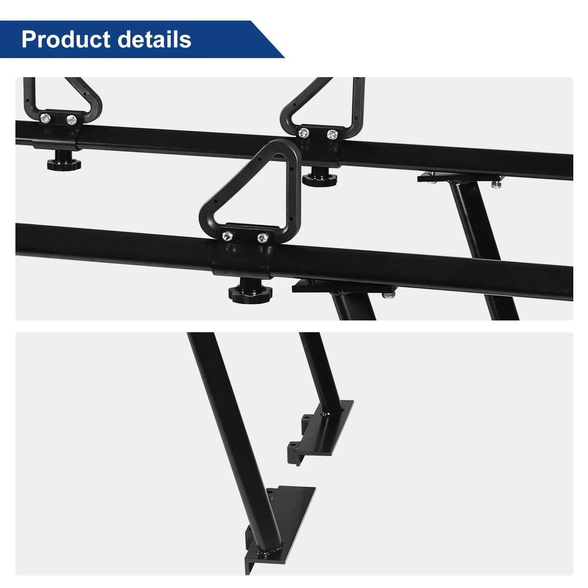 BoardRoad Pickup Truck Ladder Racks; Black Universal Truck Bed Cargo Racks (No-Drilling Required) 1;000lbs Capacity for Kayak Surfboard Lumber Ladder Aluminum