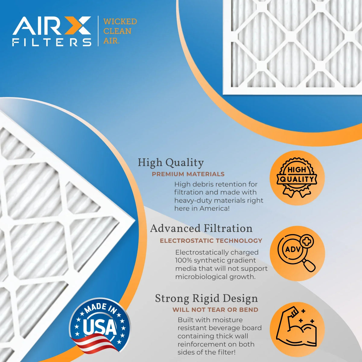 21.5x23.5x1 Air Filter MERV 11 Comparable to MPR 1000; MPR 1200 & FPR 7 Electrostatic Pleated Air Conditioner Filter 4 Pack HVAC USA Made 21.5x23.5x1 Furnace Filters by AIRX FILTERS WICKED CLEAN AIR.