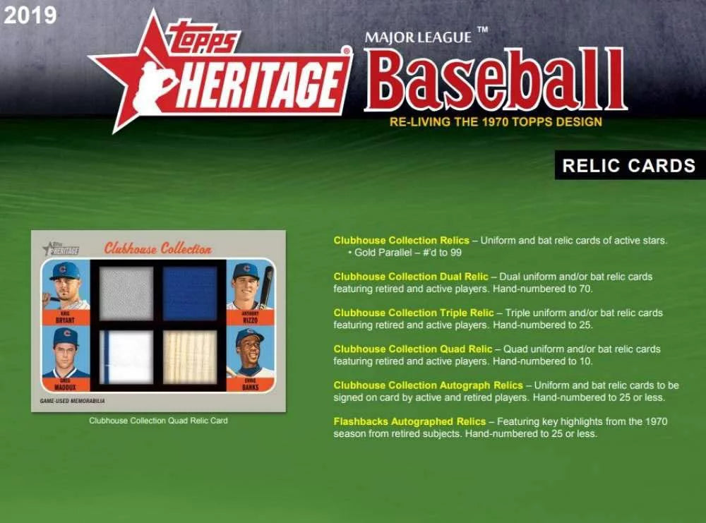 2019 Topps Heritage Retail Box Sealed (24 packs; 9 cards per pack)